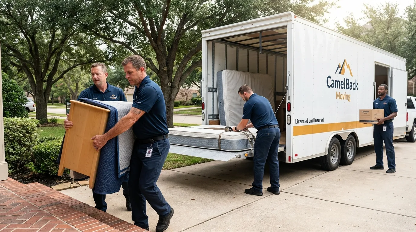 Crew loading residential truck for cross-state move from Spanish Fork, UT