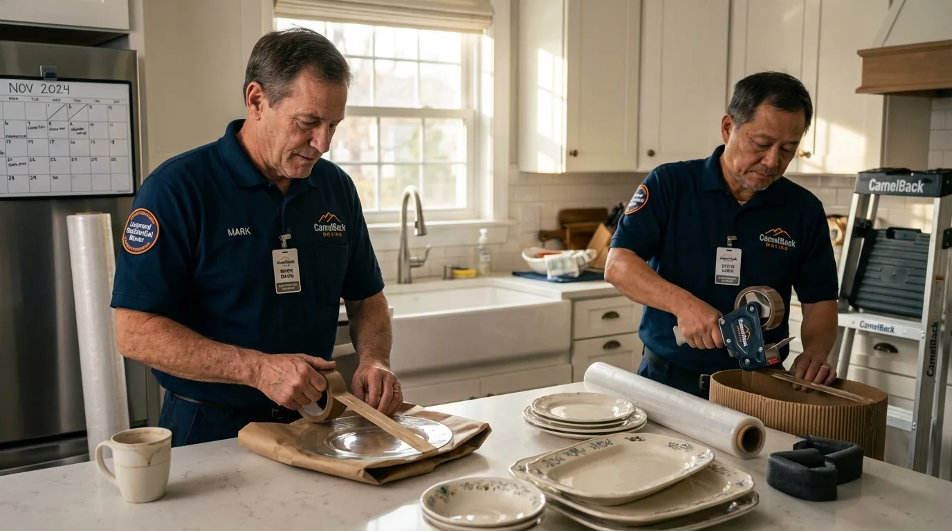 Professional crew packing kitchen dishware in Spanish Fork, UT